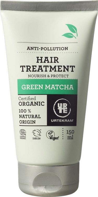 A tube of URTEKRAM’s ‘Green Matcha Anti-Pollution Hair Treatment