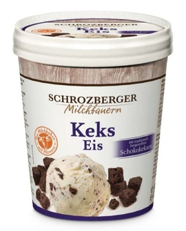 A tub of Schrozberger Milchbauern’s Cookie Ice Cream