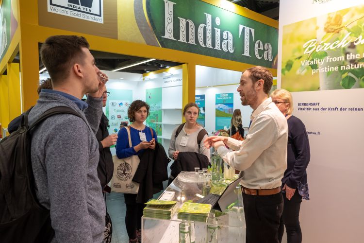 The India Tea booth at BIOFACH 2019 in Nuremberg.