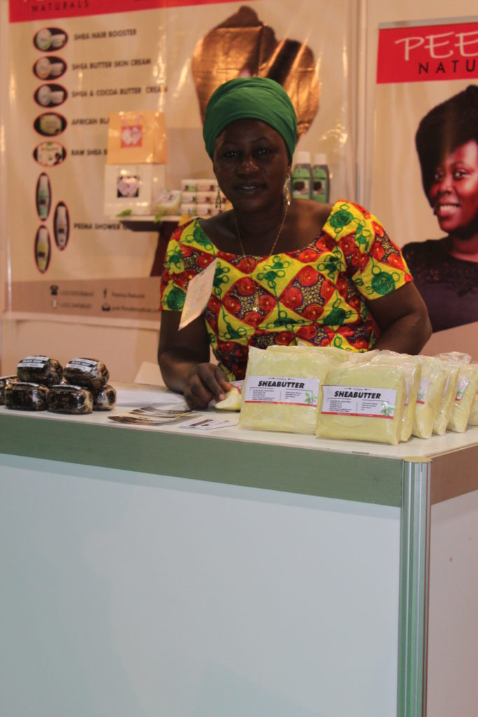 African exhibitor selling shea butter at Middle East Organic & Natural Products Expo 2018. © Benefit Publishing Pvt Ltd