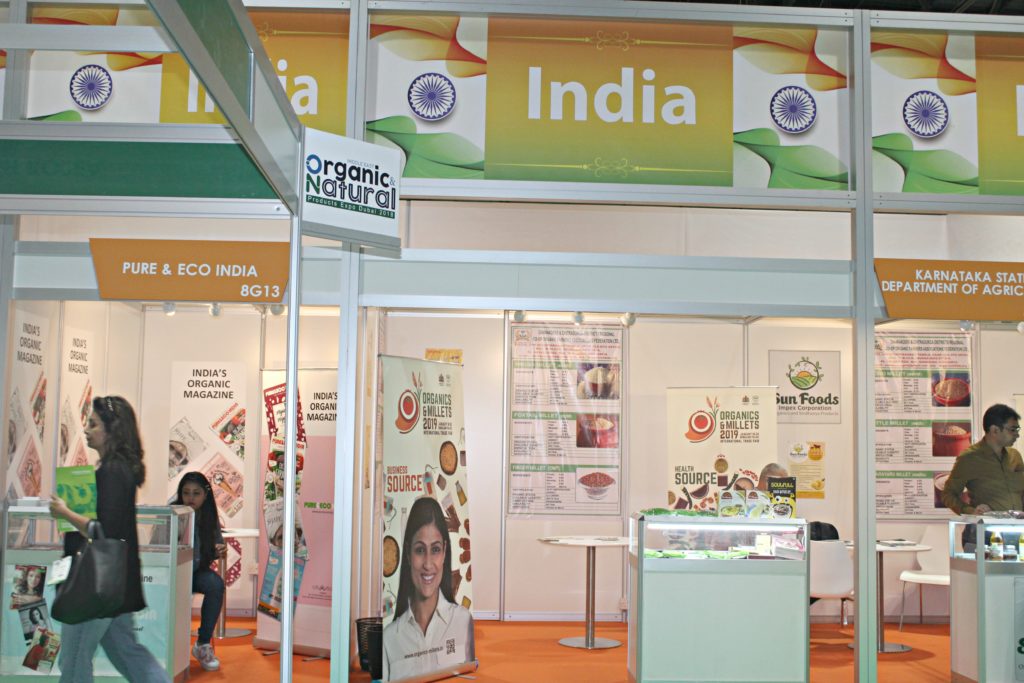 India pavilion at Middle East Organic & Natural Products Expo 2018. © Benefit Publishing Pvt Ltd
