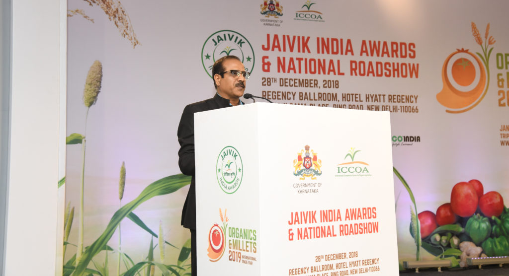 Manoj Menon, executive director, ICCOA, at the Jaivik India Awards 2019